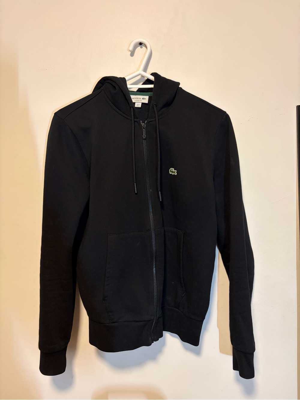 Lacoste Black Full-Zip Hoodie Jacket with Crocodile Logo